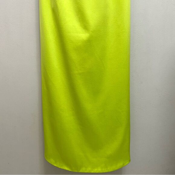 ELLIATT Cassini Midi Dress One Shoulder Ruche in Chartreuse Green Yellow Size XS - Picture 8 of 11